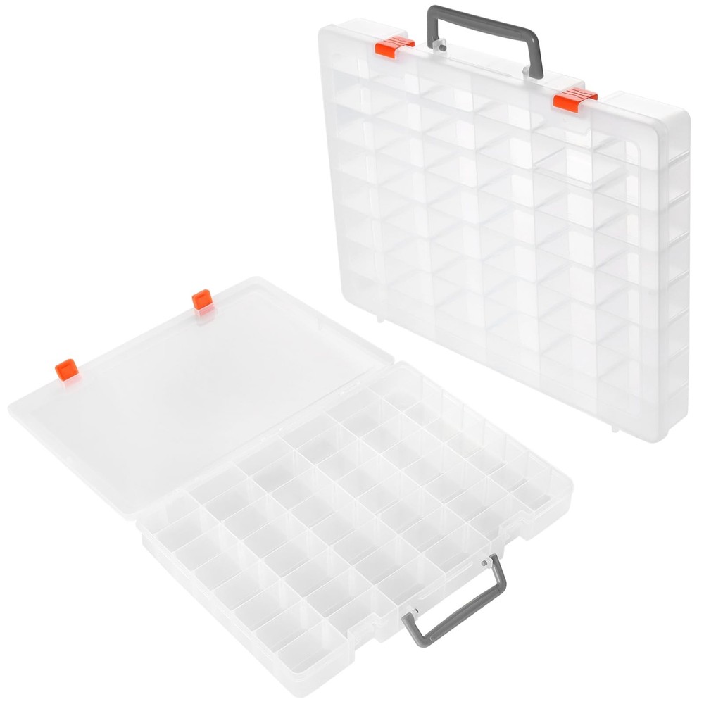 2 PCS 48 Grids Plastic Organizer Container Storage , Clear compartment Storag...