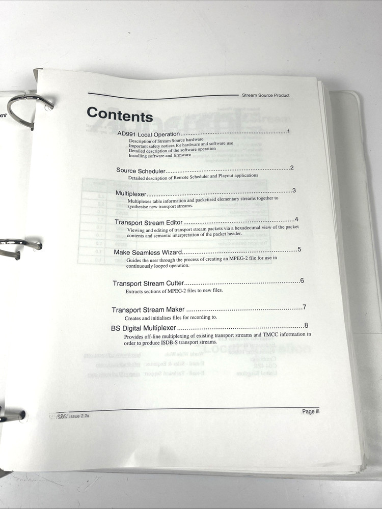 Adherent Tektronix AD991 STREAMSOURCE User Guide Manual