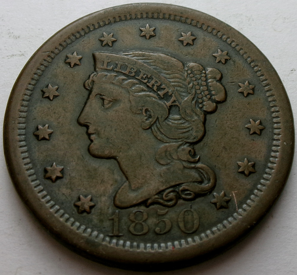 1850 Braided Hair Large Cent