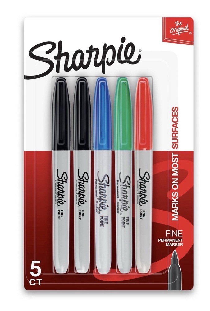 Sharpie Permanent Markers, Fine Point, Assorted Colors, 5 Count 30653