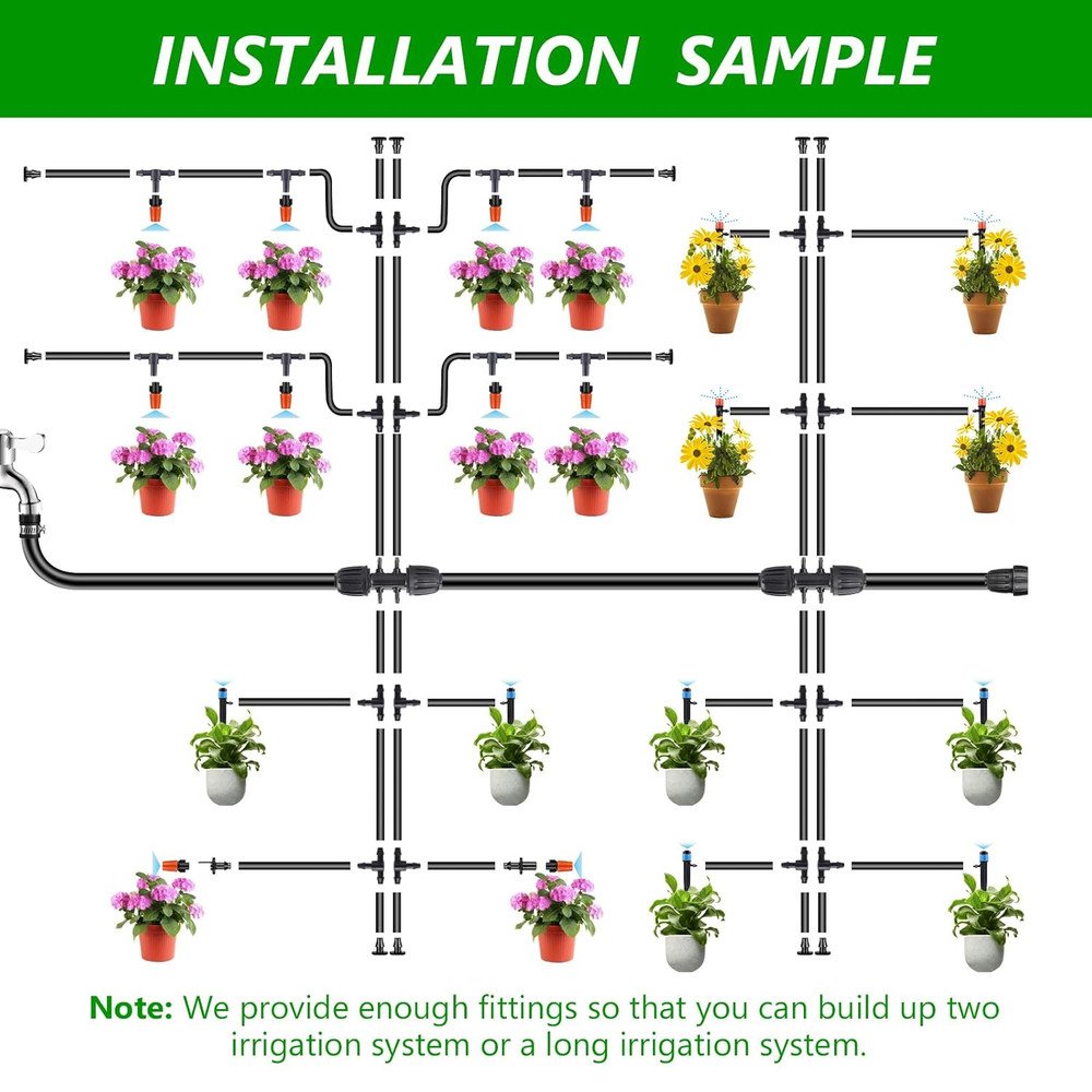 256FT Automatic Drip Irrigation System Kit,Automatic Garden Watering Misting Sys