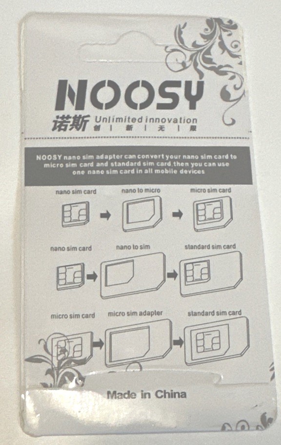 Noosy SIM Card Adapter Nano Micro Standard & SIM Ejector IPhone Android +