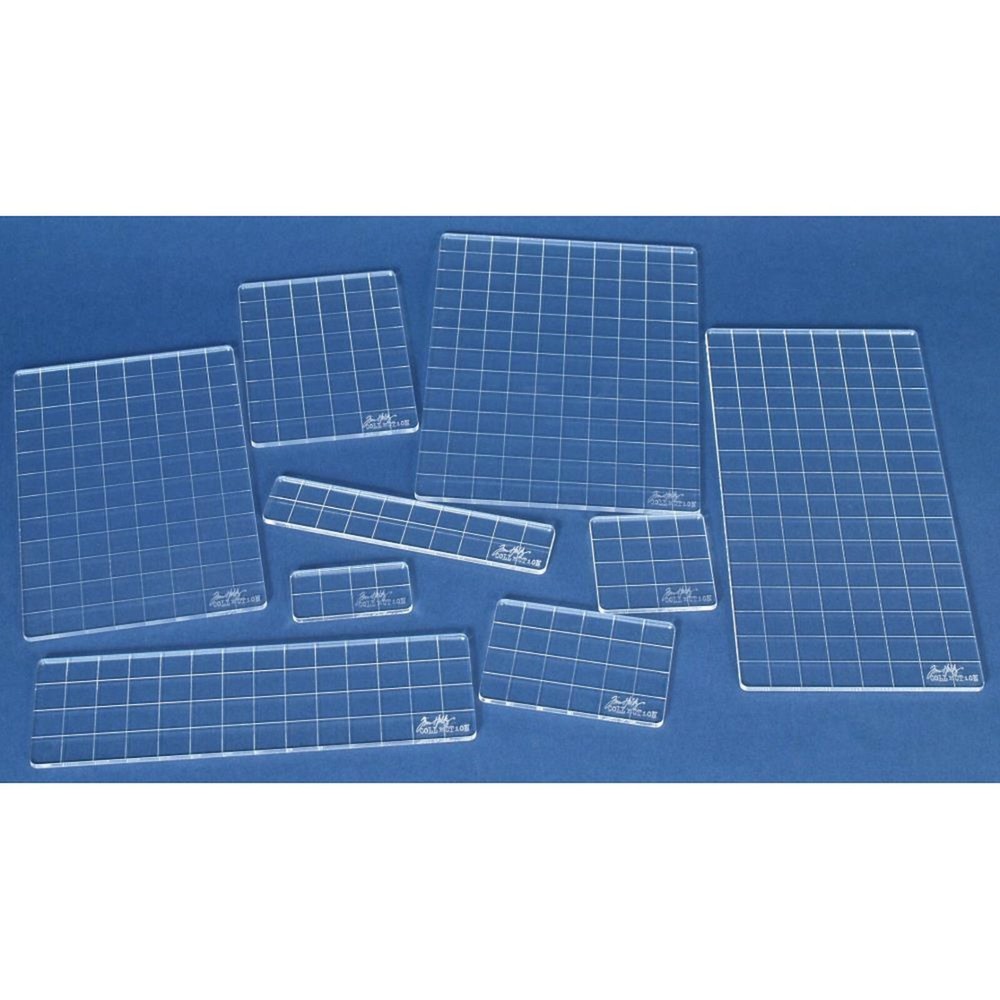 Tim Holtz Acrylic Stamping Grid Blocks 9/Pkg Various Sizes ~ Retired