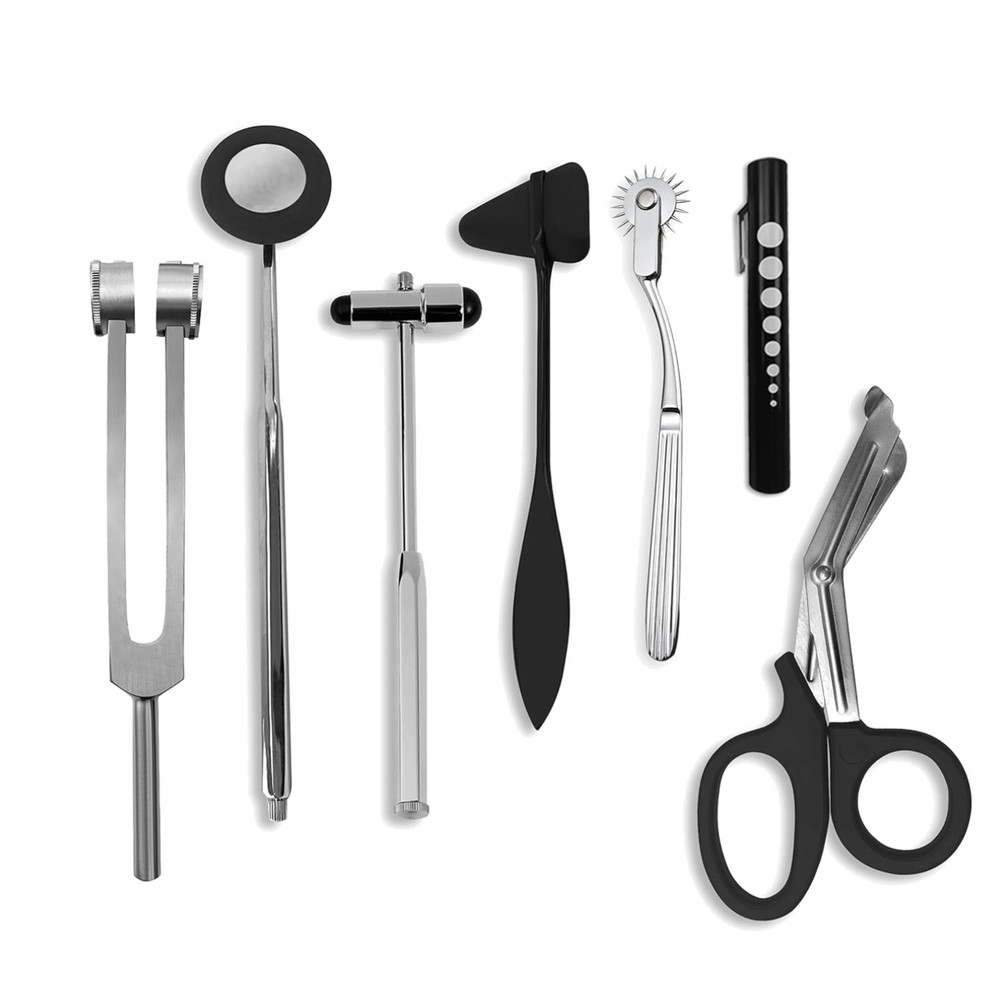 Neurological Reflex Diagnostic Kit - 7pcs with Scissors & Penlight
