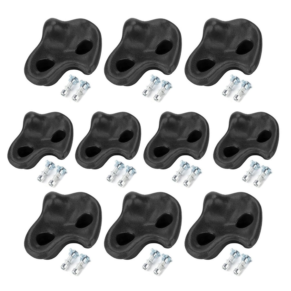 10PCS Black Rock Climbing Holds,Extra Large Hard Plastic Comfortable Rock Cli...
