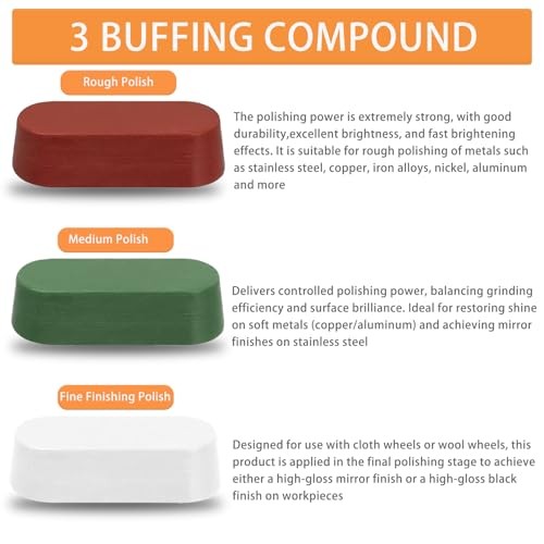 Pcs Wool Polishing Wheel and Compound Set Includes 5 Pcs Wool Felt Flap 8