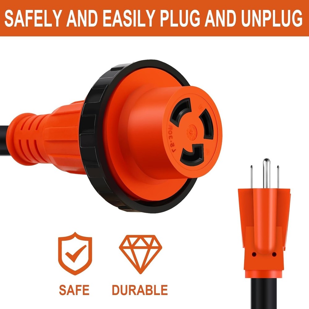 EPICORD RV Adapter Cord 15 Amp Male 5-15P to 30 Amp Twist Lock Female L5-30R USA