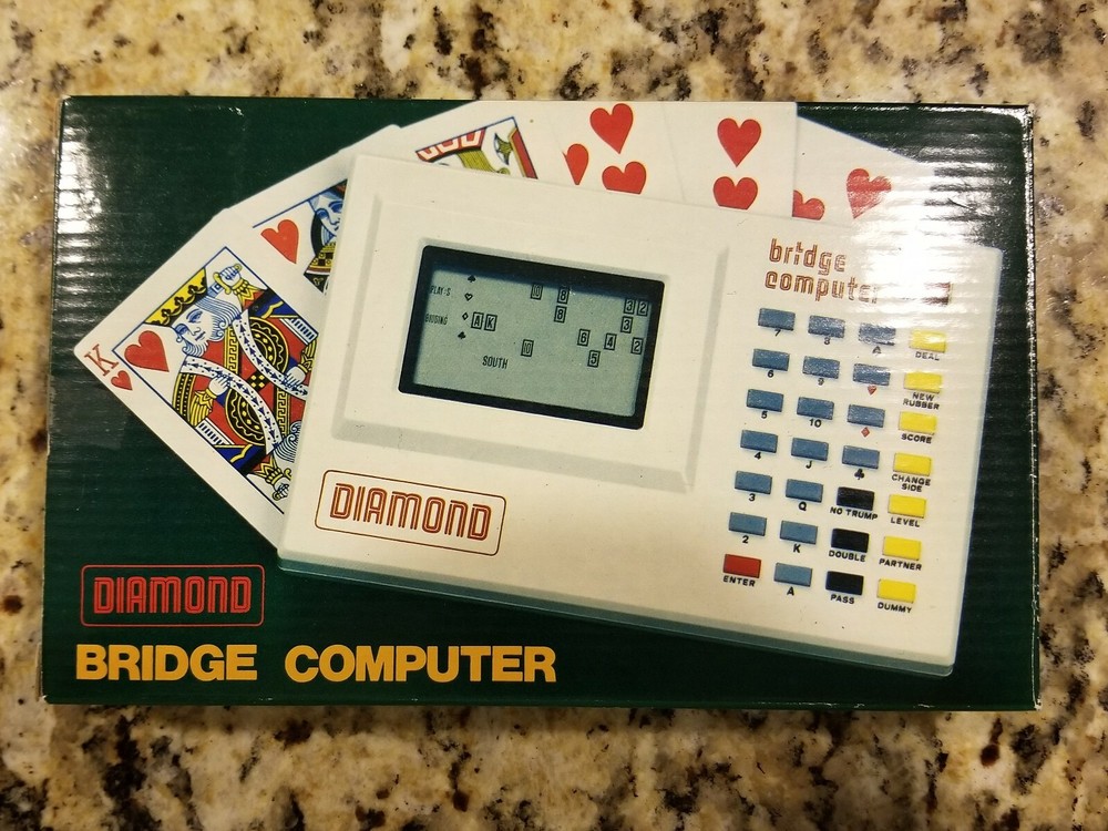 Vintage Diamond Handheld Bridge Computer Game With Box & Instructions 80s