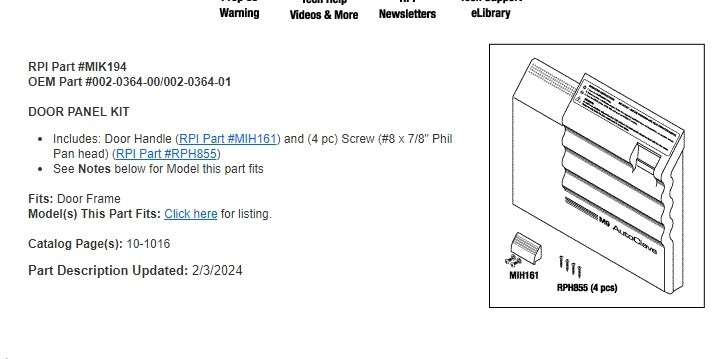 Midmark Ritter M9 Door PANEL KIT MIK194