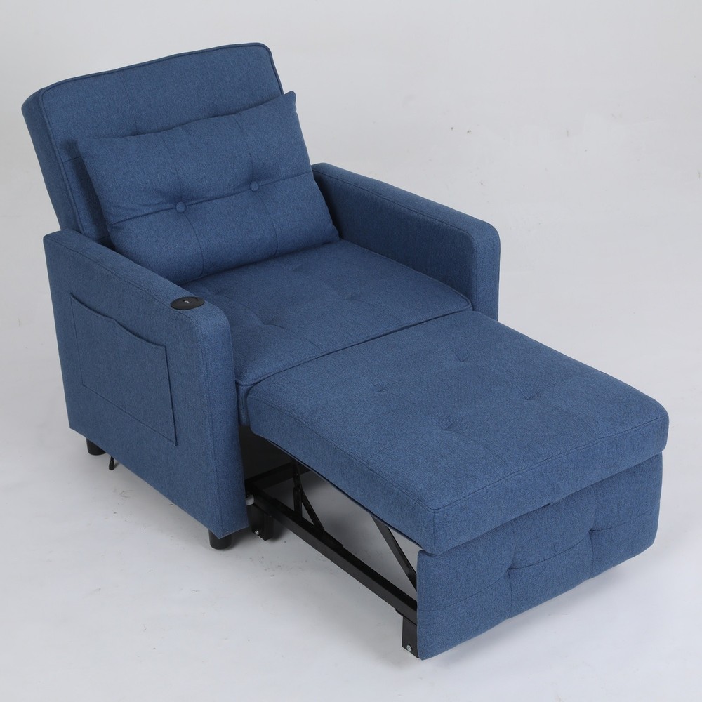 Convertible 3-in-1 Sleeper Sofa Bed Single Folding Pull Out Bed with USB Ports