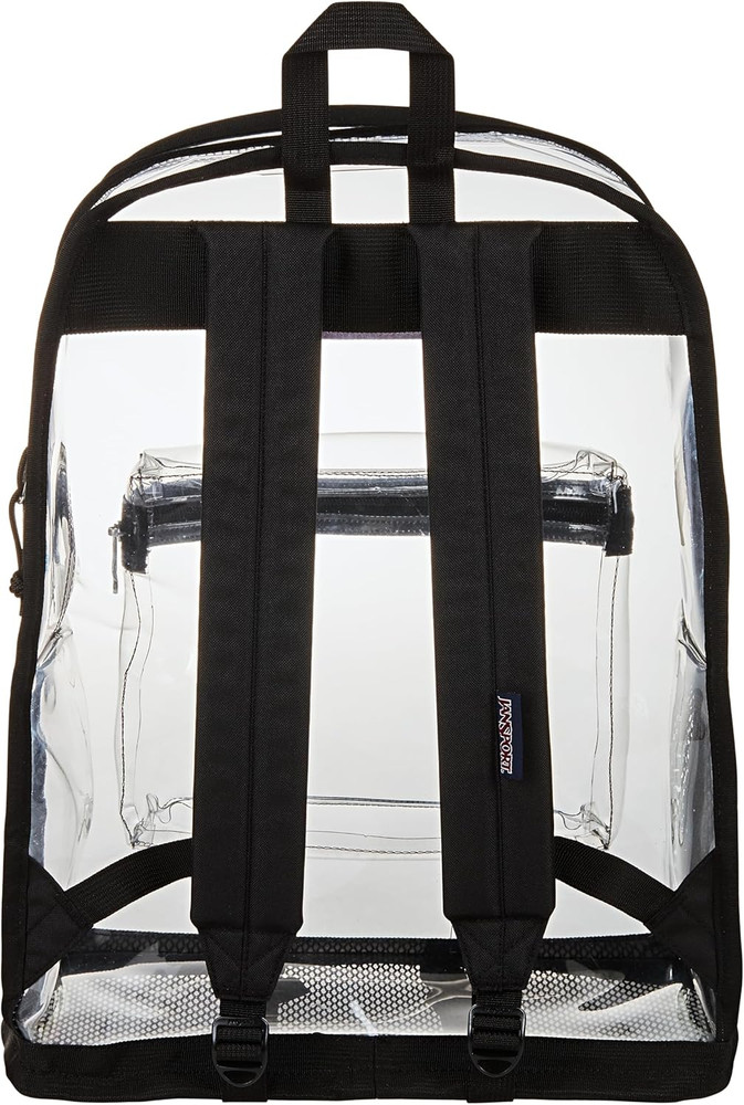 Clear Pack – 25.5L Transparent Backpack, Large Main Compartment, Side Water Bott
