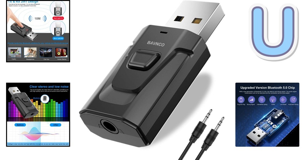 Compact Bluetooth Stereo Music Adapter - Auto-Connect 3.5mm Receiver/Transmitter