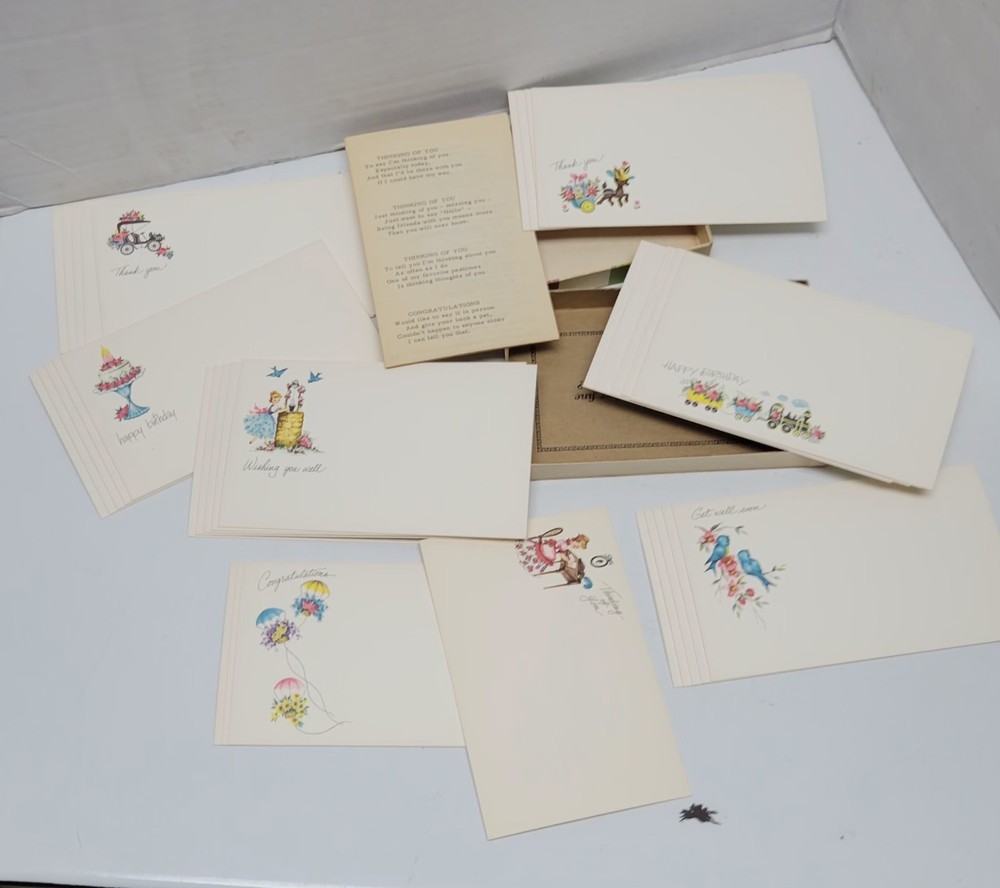 2 Boxes (52) Current Note/Post Cards Events Birthdays Etc. Vintage