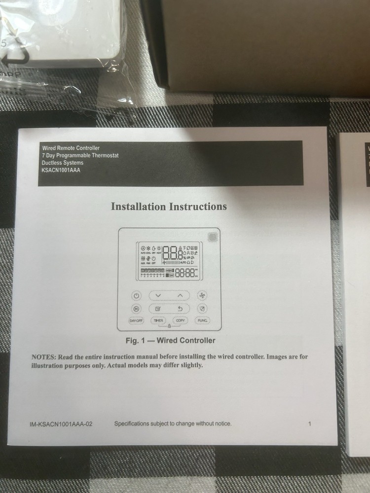 Carrier KSACN1001AAA Wired Remote Controller for Ductless Systems New