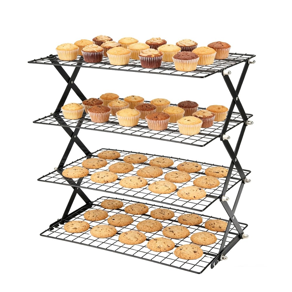 2/3/4-Tier Collapsible Cooling Rack, Adjustable Foldable Cookie Cooling Racks...