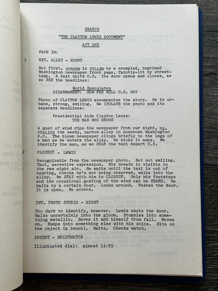 SEARCH TV Show Script Clayton Lewis Document Flowers Final Draft 1972 Norm Hudis