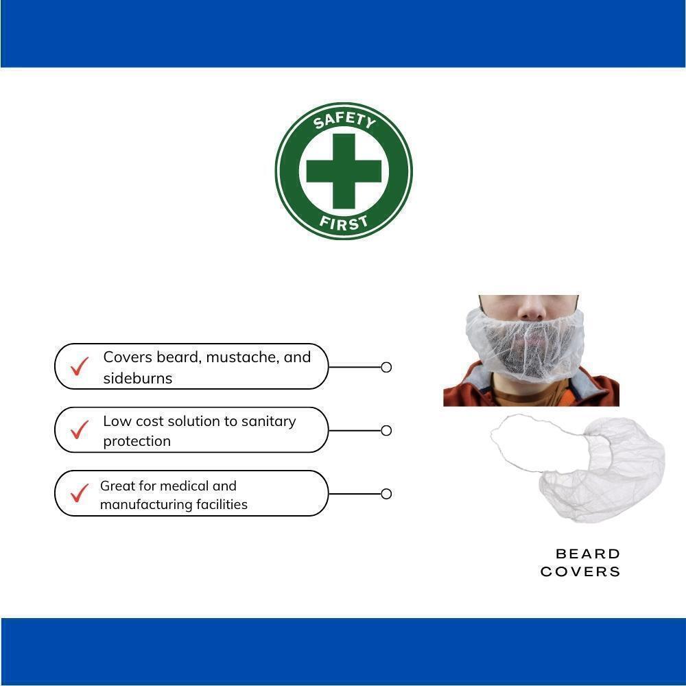 Disposable Beard Cover White Beard Cover, Single Loop, Polypropylene, 500 Pieces