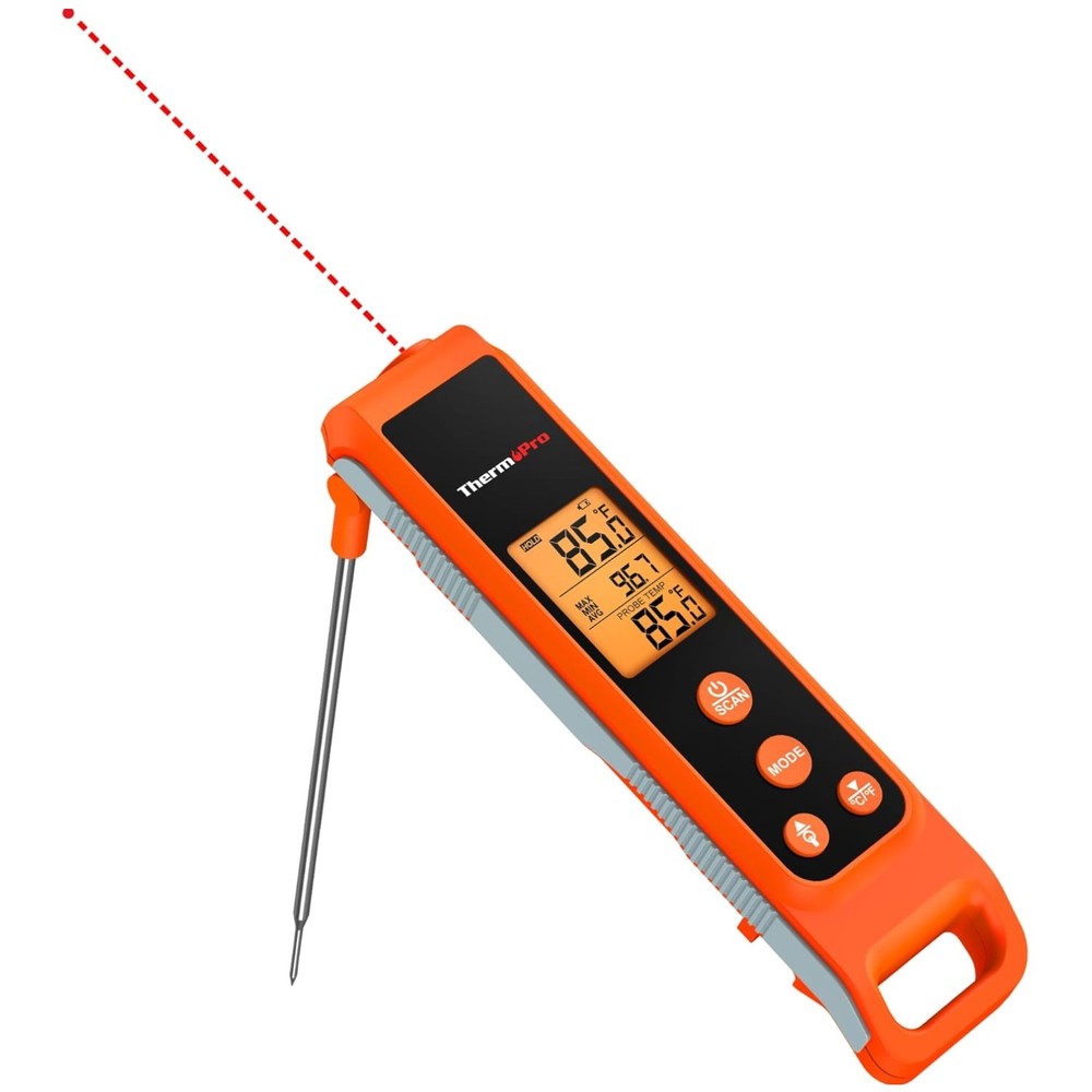 User-Friendly Instant Read Infrared Thermometer with Meat Probe - Compact Design