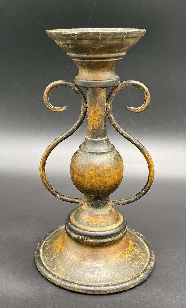 Metal Rustic Style Brown Candlestick/Candleholder 10"T