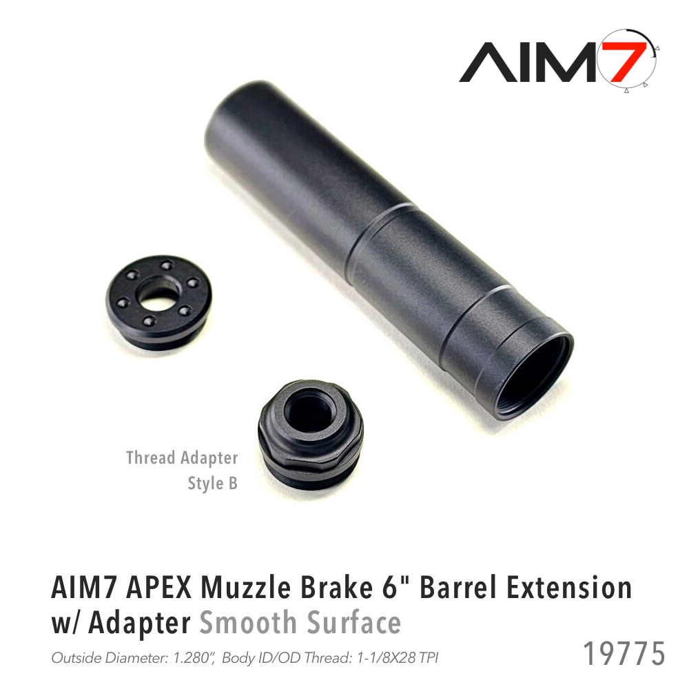 AIM7 APEX Muzzle Brake 6" Barrel Extension w/ Adapter for AEG GBB Smooth Surface