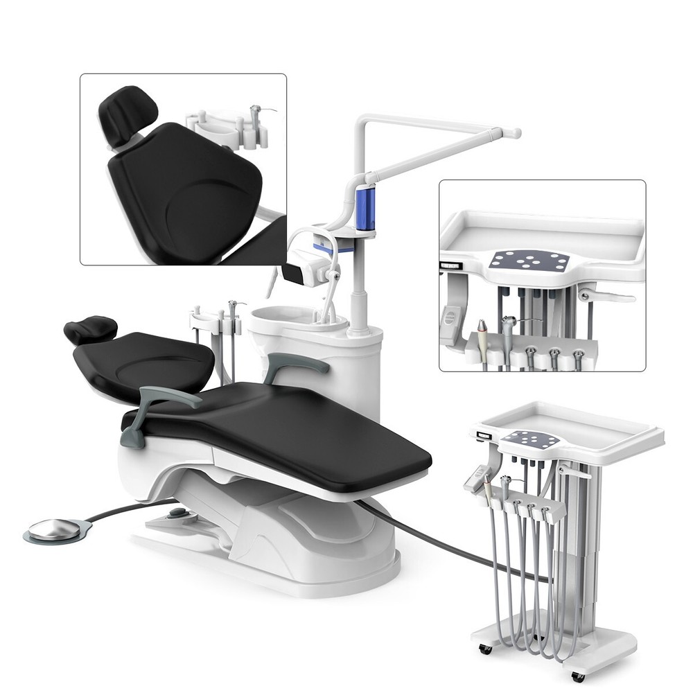 Dental Unit Chair Computer Controlled DC Motor Ceramic spittoon +Doctor Stool US