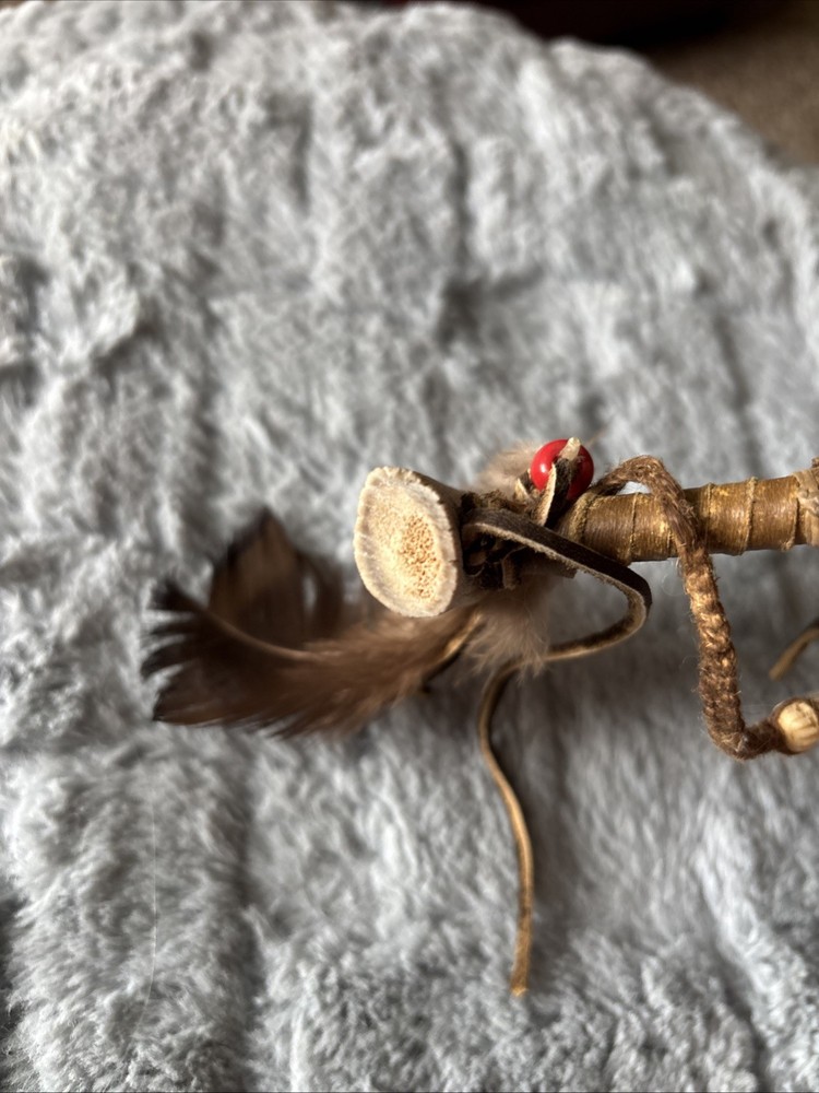 Native American Beaded Antler Peace Pipe EUC
