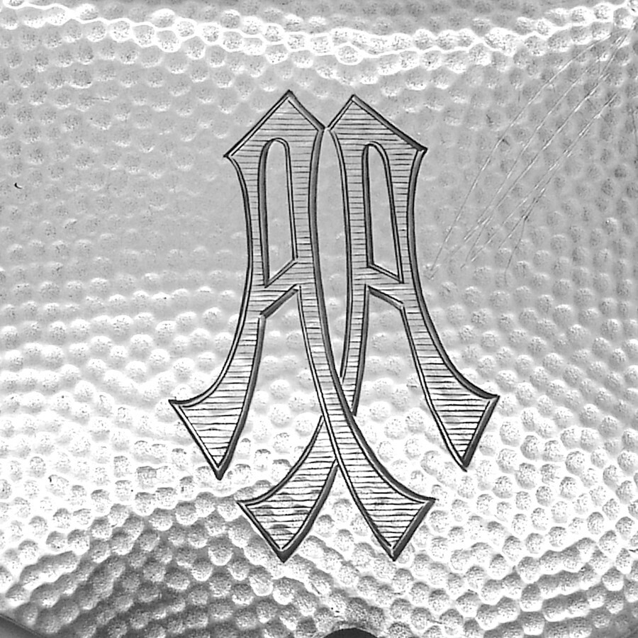 Hammered Match Safe Cover Norwegian 830 Silver Mono AA
