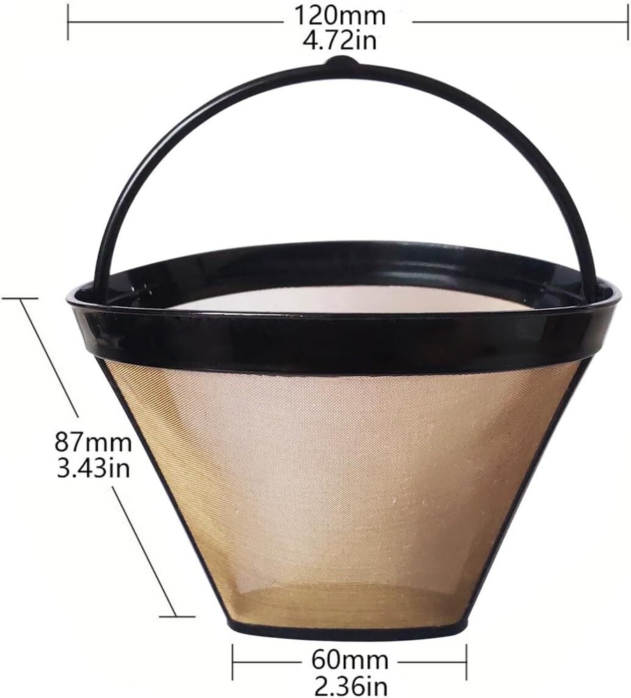 2Pcs Reusable Coffee Filter Basket, No.4 Cone Maker Filters, for...