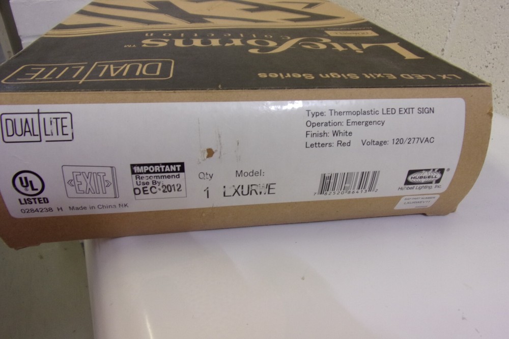 Hubbell Dual Lite Liteforms Collection LX LED Model LXURWE Exit Sign New NOS