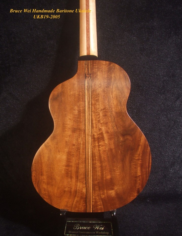 Handcrafted 4 String Baritone Ukulele, Solid Mango & Acacia, Flower UKB19-2005
