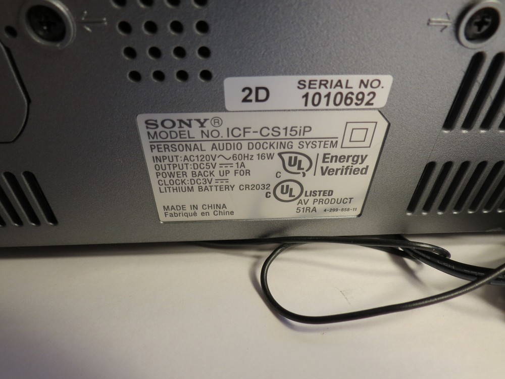 Sony Dream Machine Docking Station ICF-CS15iP for iPhone iPod SilverWorking