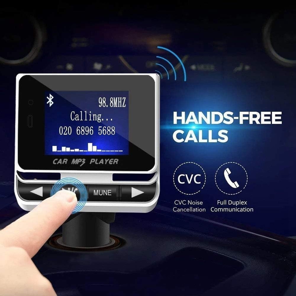 CVC Noise Suppression Bluetooth FM Transmitter - Crystal Clear Handsfree Calling