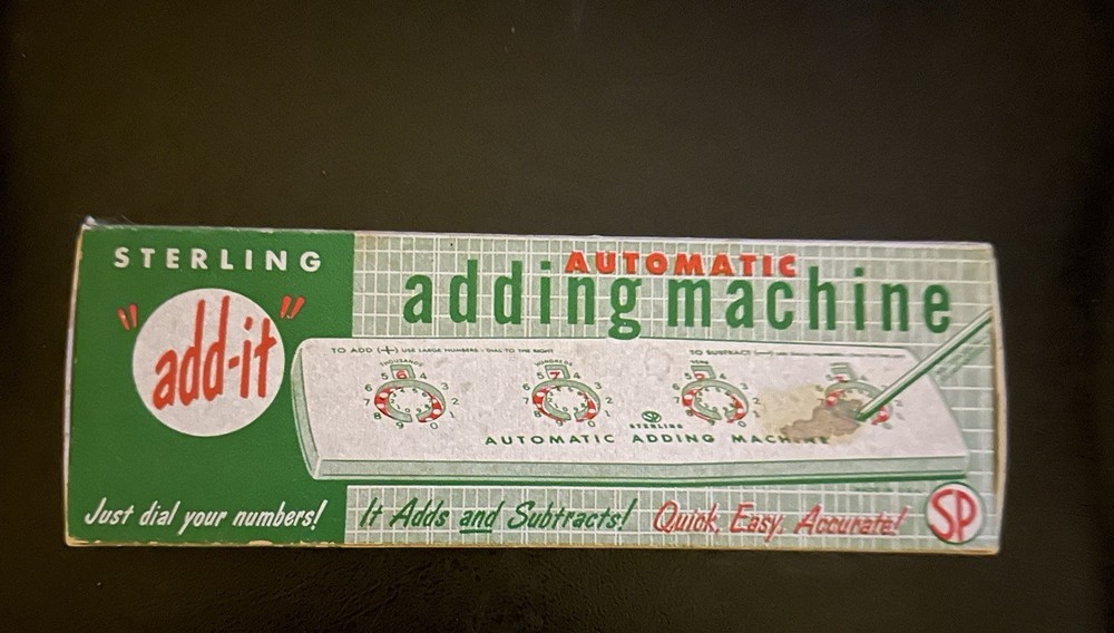 Sterling Add-it Automatic Adding Machine DialA-Matic W/ Box Intact Stylus Works