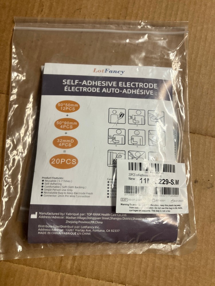 20 Unit Replacement Pads Assorted Sizes - Adhesive Electrode for Ten