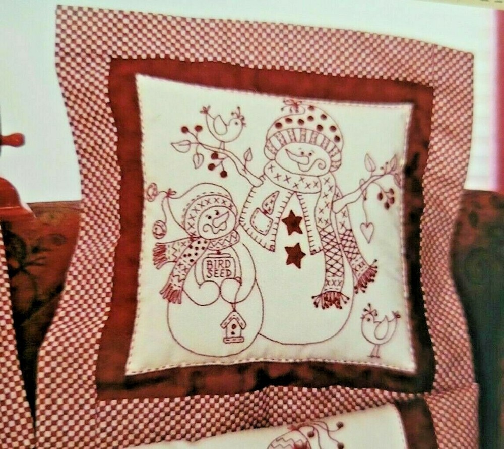 Redwork Snow People Bird Brain Designs 410