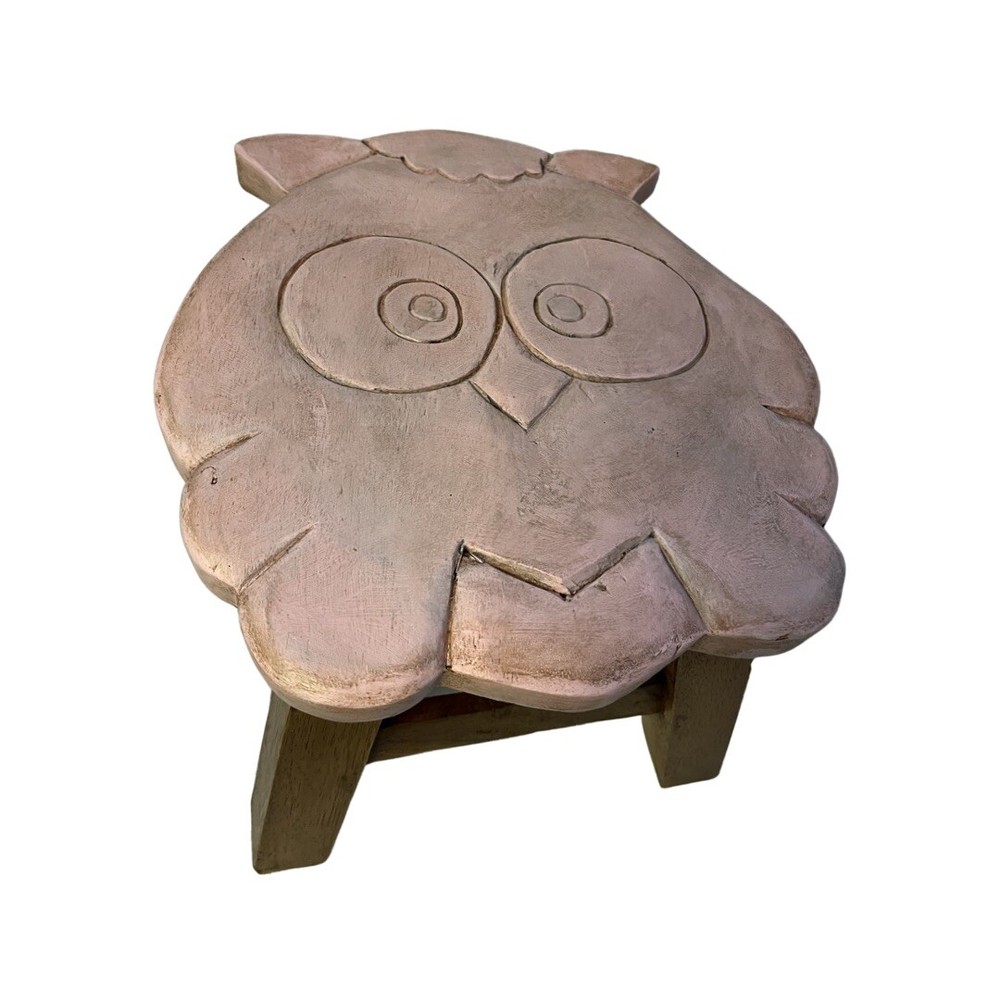 Solid Wood Owl Step Stool 10x13 In