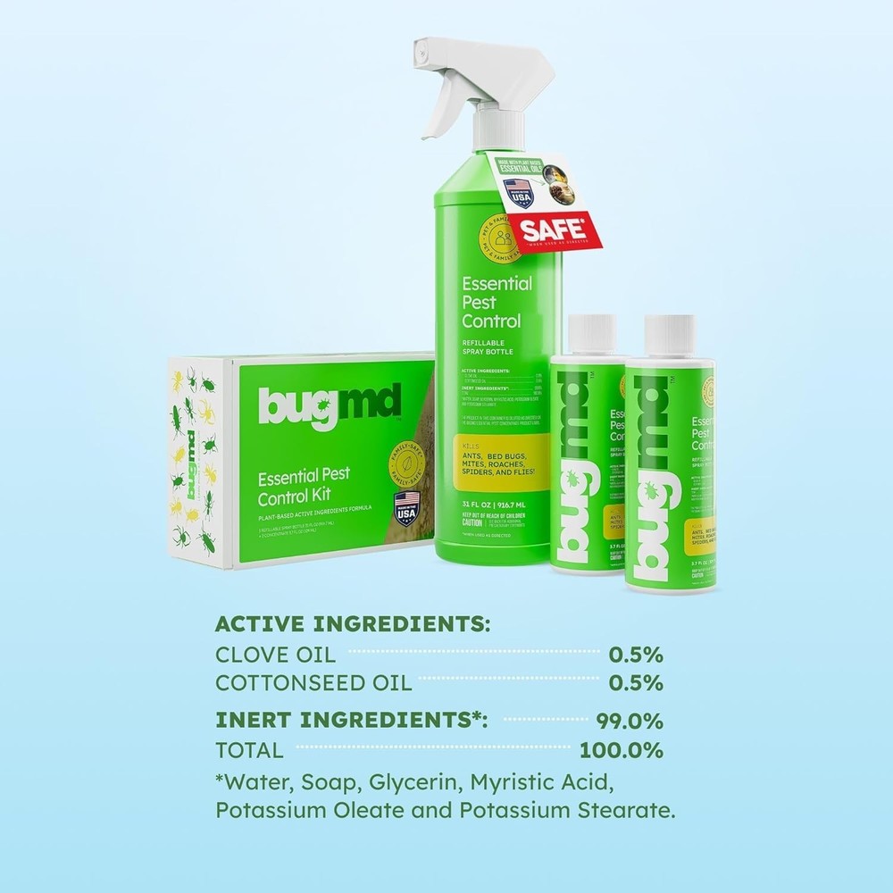 BugMD Ant & Roach Killer – Indoor Insect, Spider & Fly Defense, Natural & Safe