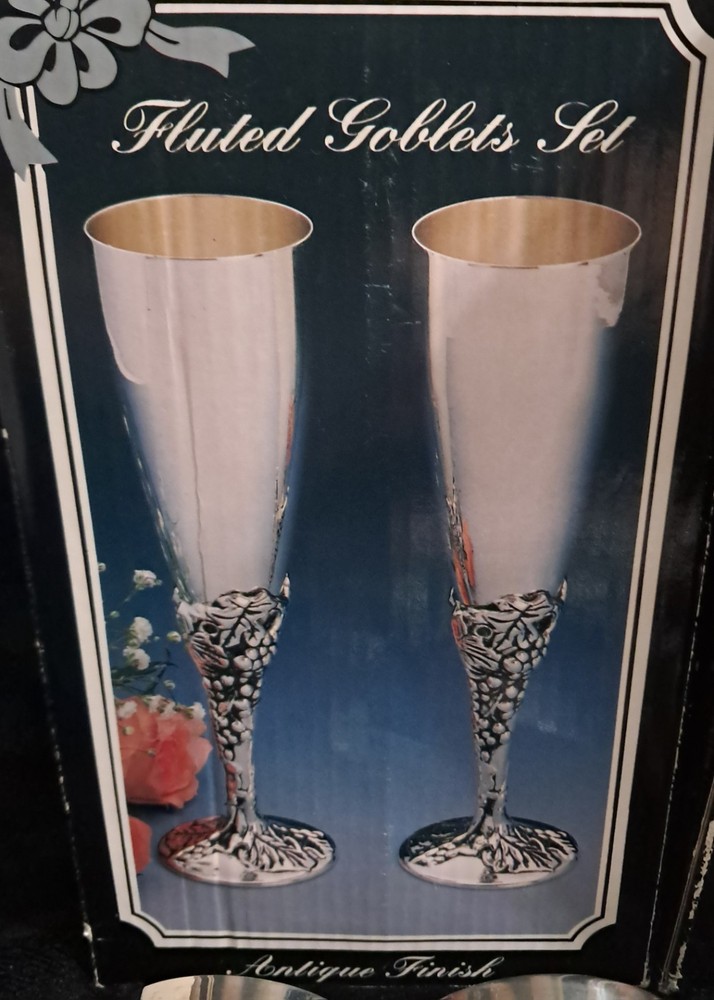 4 Silverplated Fluted Goblets New 2 Boxes 2 Per Box