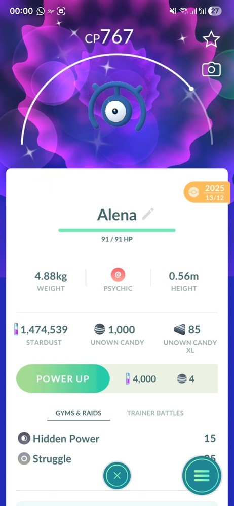 Pokémon GO Shiny Unown M ✨️ Read Description 📚