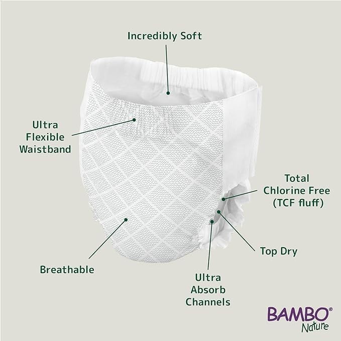 Bambo Nature 60 Pack Pull-Ups - Night Time Unisex Medium Disposable Diapers
