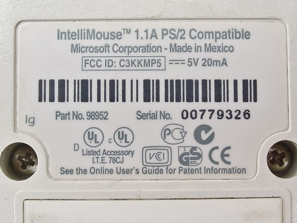 Microsoft Compatible PS/2 3-Button Mouse 1.1A 98952