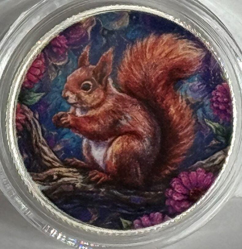 Hayleybug 1/10th oz Forest Forager Squirrel Silver Round