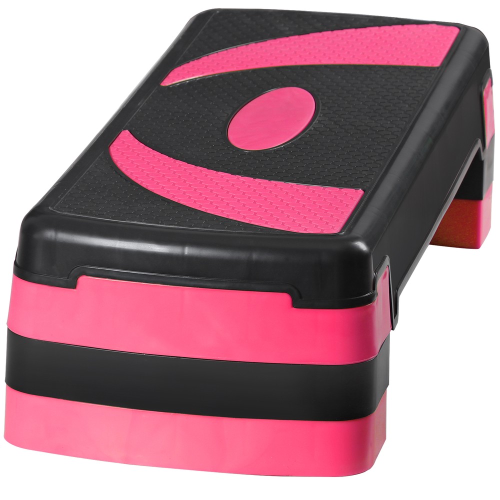 Adjustable Workout Aerobic Stepper Pink Exercise Step Platform with 4 Risers