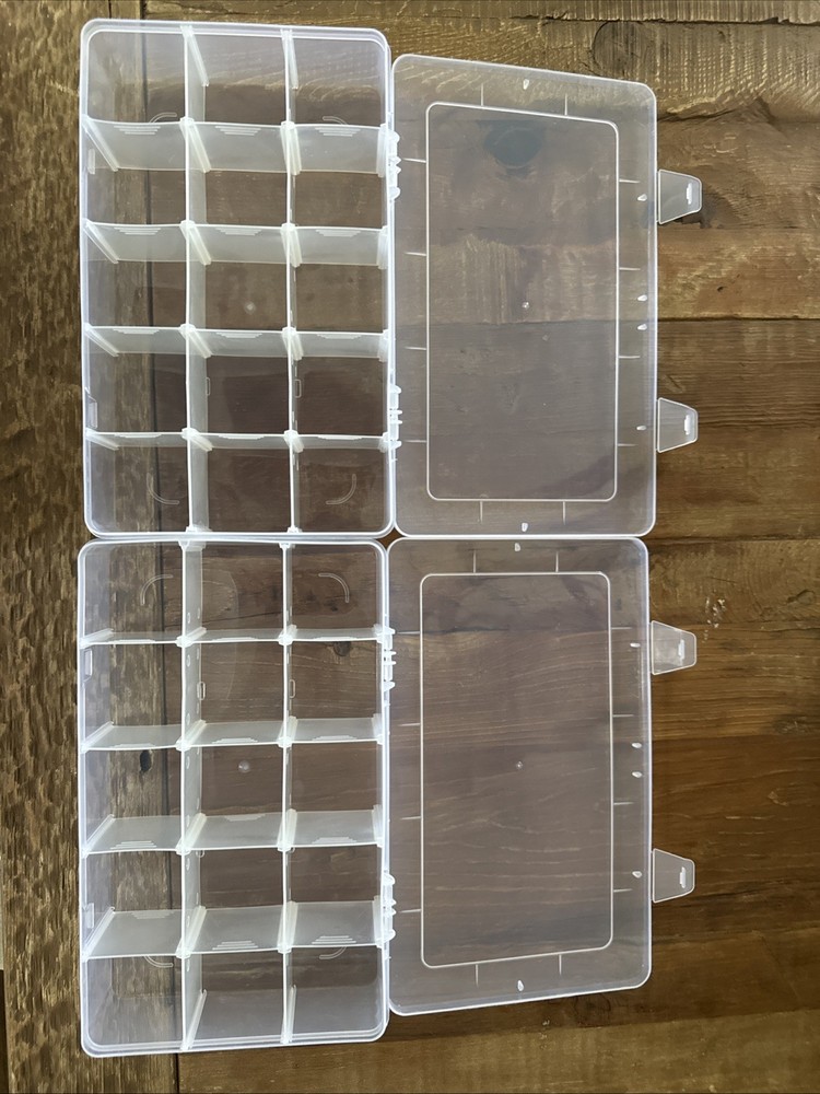 2 Plastic Box 30 Compartment Organizer Storage Container- Beads, Bento, Lures