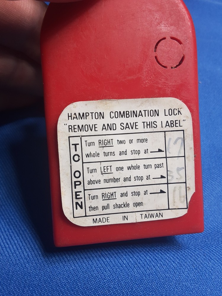 Hampton Dial Combination Lock - RED -Plus Secret Compartment Vtg 2” .X.