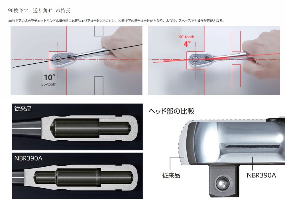 NEPROS 3/8" RATCHET HANDLE NBR390A