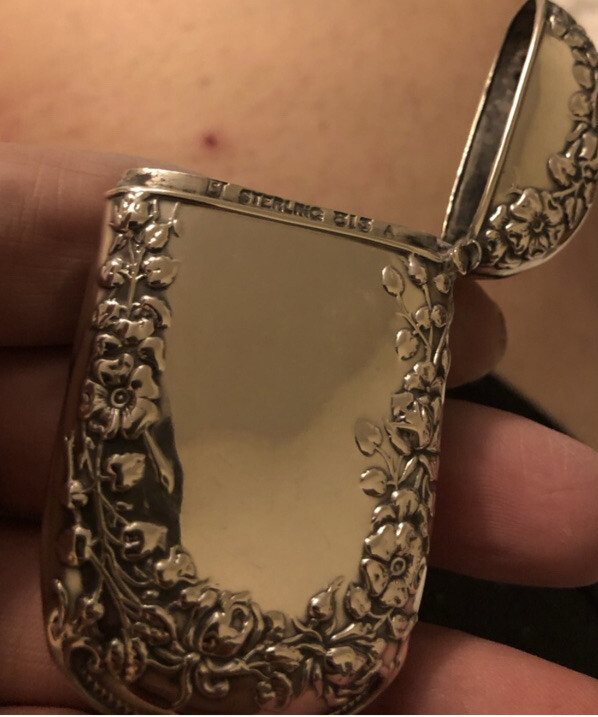 Sterling silver Match case with wreath etching Vintage