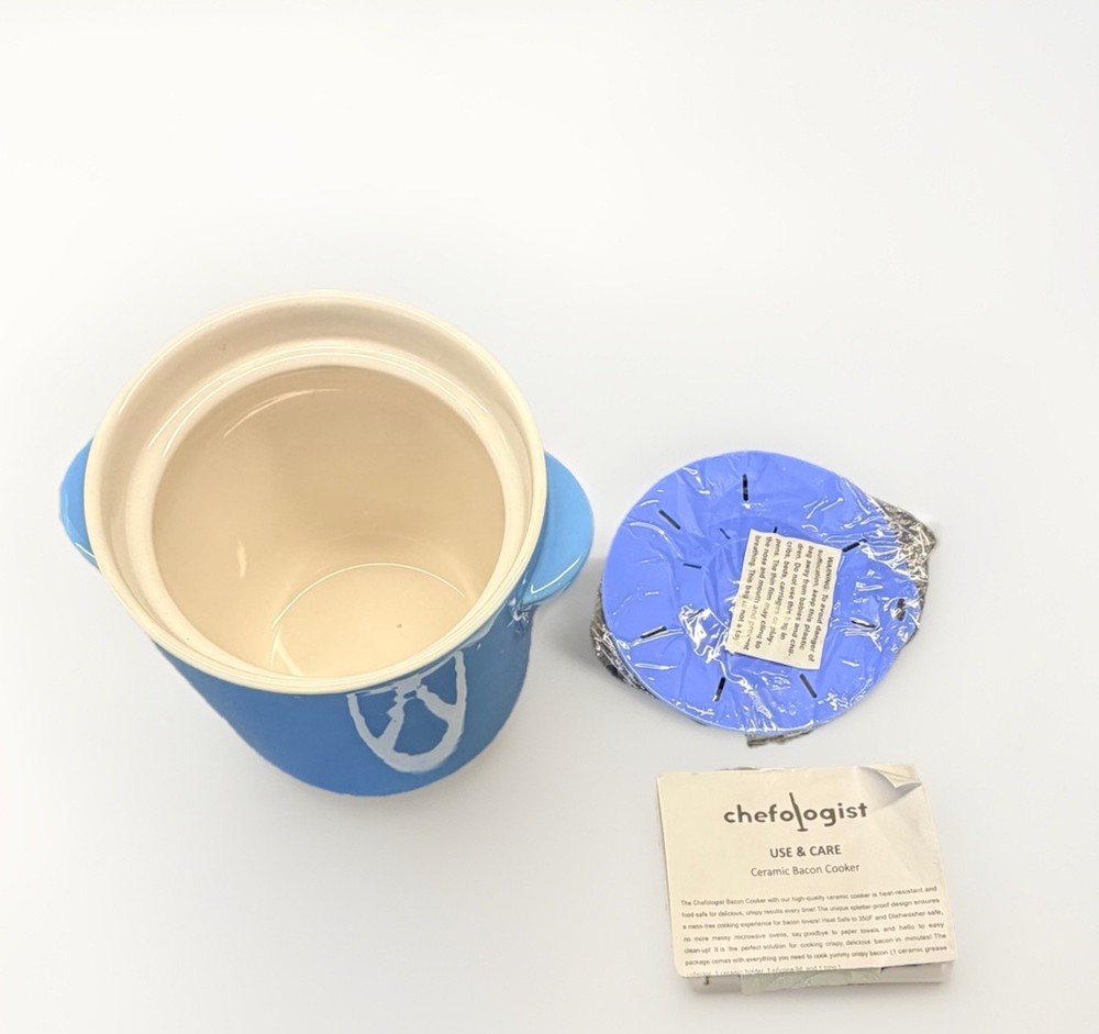 Chefologist Bac’N Bin Bacon Cooker Blue New