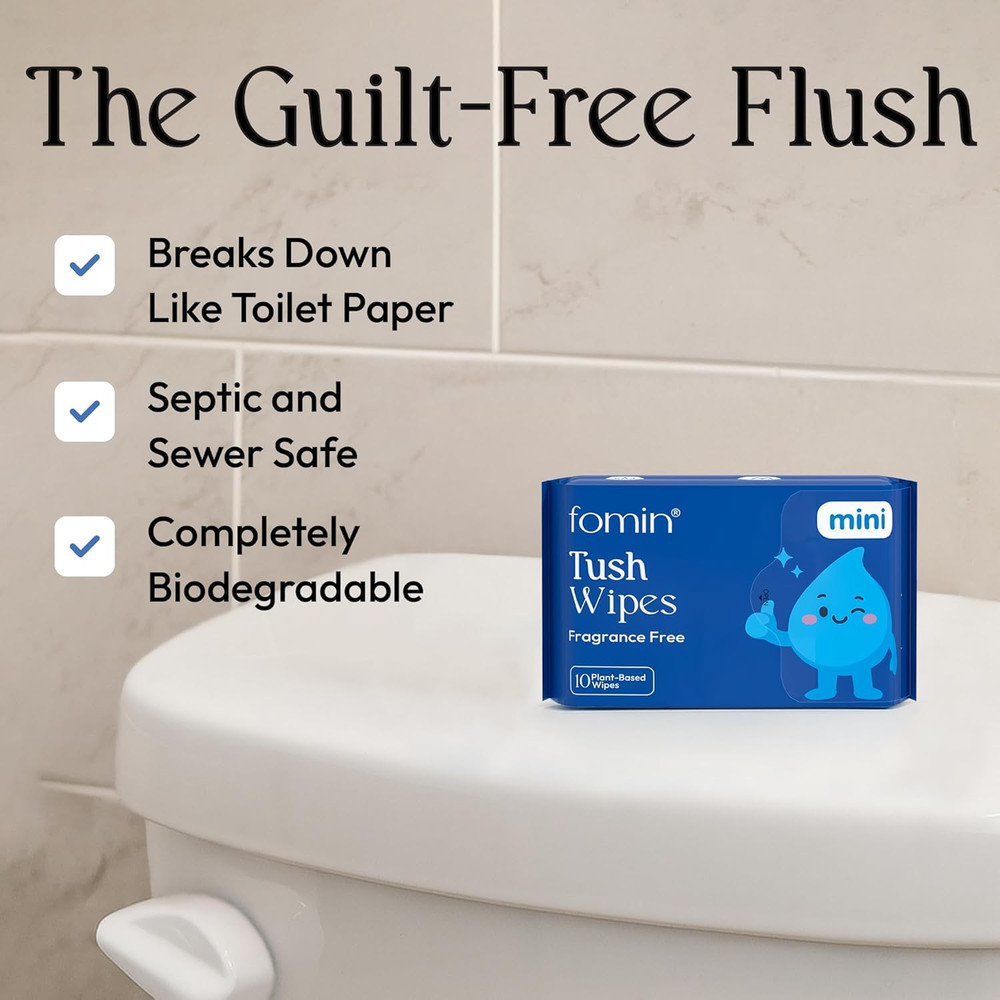 Fomin Unscented Flushable Wipes 8 Pack - Biodegradable & Hypoallergenic