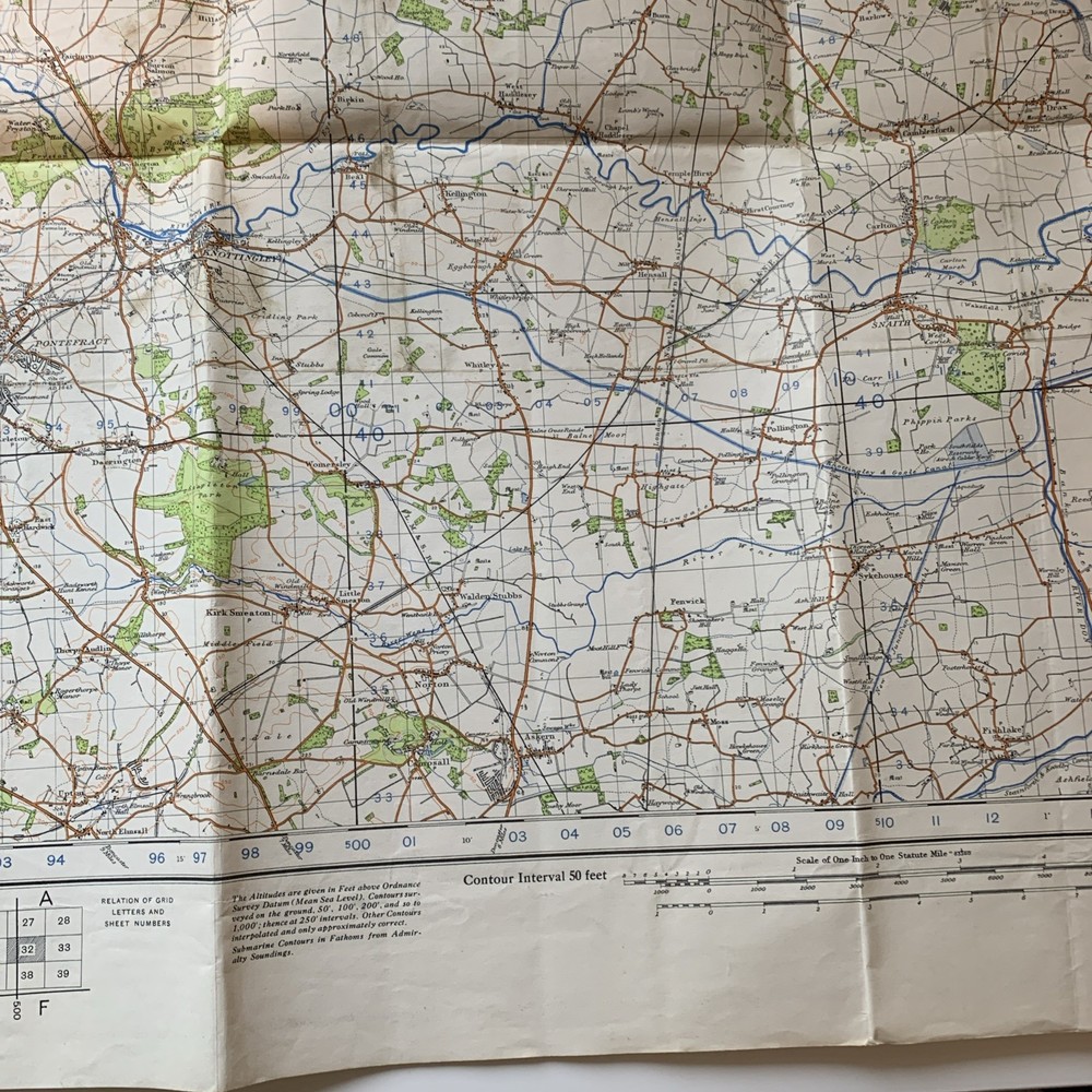WW2 British Army War Office 1941 Dated Goole & Pontefract Map